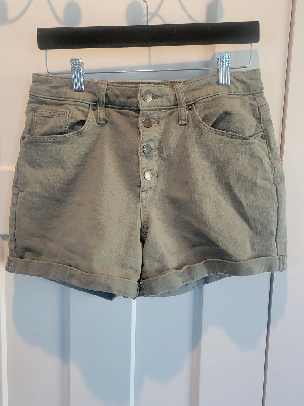 Universal Thread High-Rise Olive Jean Vintage Midi Shorts Size 10/30